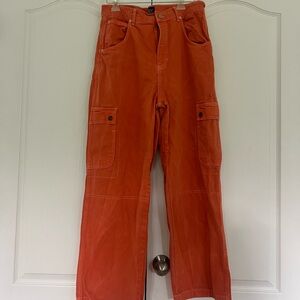 BDG loose fit high waist cargo jeans orange